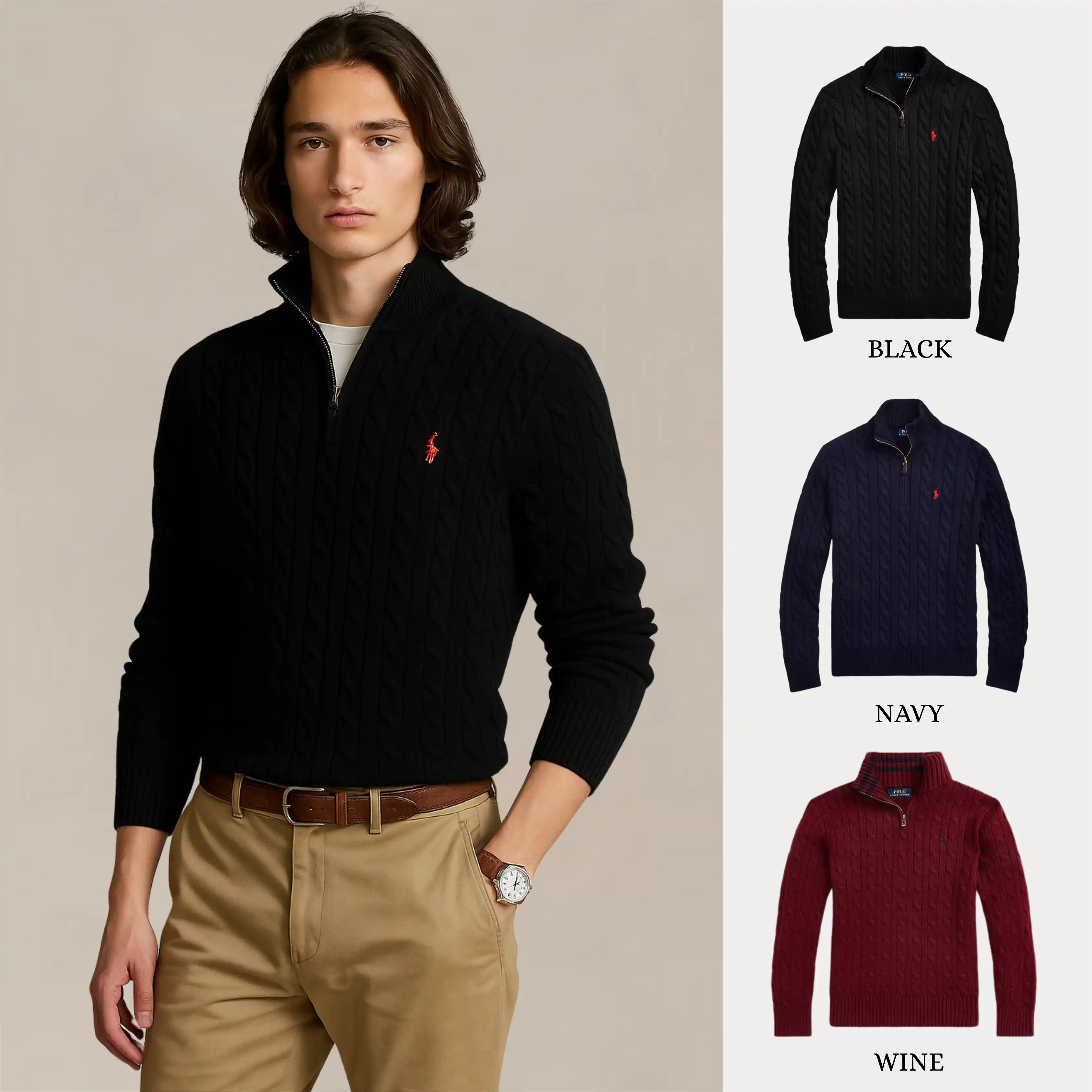 BUY 1, GET 3 – RALPH LAUREN CABLE KNIT ZIP SWEATER SET